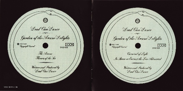 booklet covers showing original labels, Dead Can Dance - Garden of the Arcane Delights